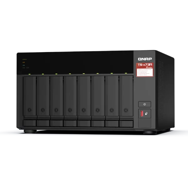 QNAP TS-873A-8G Serveur NAS 8 Baies, Processeur AMD Ryzen V1500B 4-core/8-thread 2,2 GHz, 8 Go RAM DDR4 SODIMM