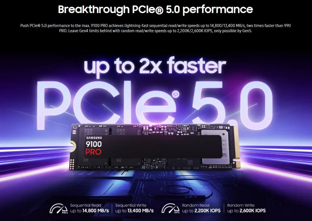 Prix des SSD en 2026 : SSD NVMe PCIe 5.0 Samsung 9100 PRO
